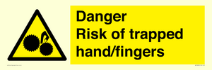 Danger Risk of trapped hand/fingers